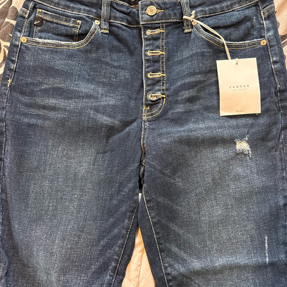 NWT KanCan Dark Blue Skinny Jeans | Size 13/30 | Button-Fly | Sleek & Flattering - Picture 3 of 7
